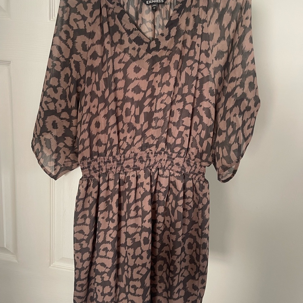 Express Brown and Black Patterned Blouse